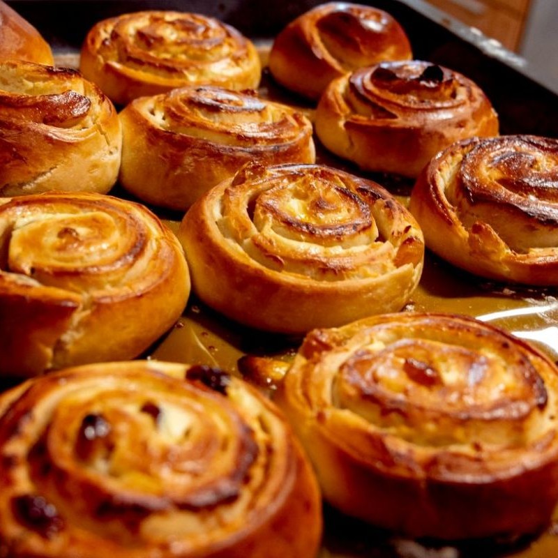 Assorted French pastries on display