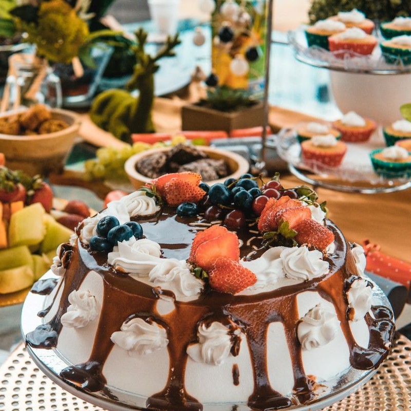 Dessert table setup at a wedding reception